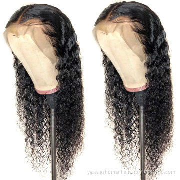 Cheap Unprocessed Brazilian Virgin 100%Human Hair Cuticle Aligned Deep Wave Wig Wholesale China OEM 13X4 Lace Front Wig Supplier